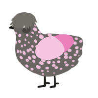 Swirl Art, a grey and pink chicken with a speckle pattern