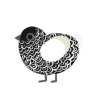 Princess and Dragon, a sable and white chicken with a double-lace pattern