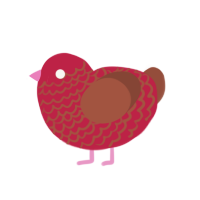 Cordial, a crimson and russet chicken with a lace pattern