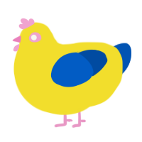 (unnamed), a yellow and ultramarine chicken