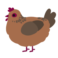 Peanut, a brown and bark chicken with a neck-speckle pattern