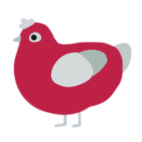 Down Again, a crimson and silver chicken