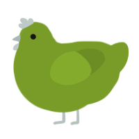 Clover, a chartreuse chicken