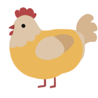 SweetHoney, a honey and beige chicken with a head pattern