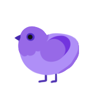 Dreamy, a lilac and blurple chicken with a head pattern