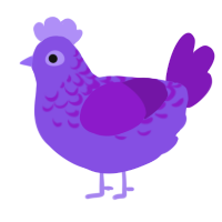 Bronze Berry, a blurple and violet chicken with a half-lace pattern