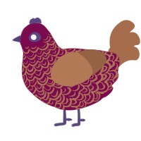 Ellwyn, a wine and brown chicken with a double-lace pattern