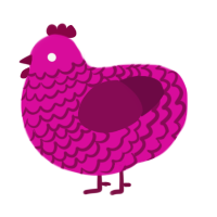 Haute couture, a fuchsia and wine chicken with a lace pattern