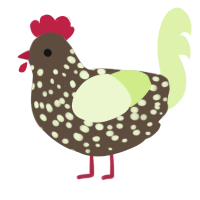 mint chocolate, a bark and apple chicken with a speckle pattern