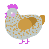 Early Gray, a silver and gold chicken with a speckle pattern