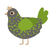 (unnamed), a grey and chartreuse chicken with a speckle pattern