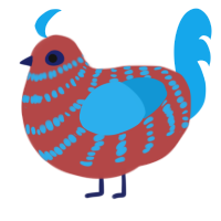 Fireworks, a red and sky chicken with a bar pattern