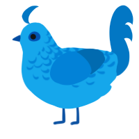 Twitter Blue, a sky and sapphire chicken with a half-lace pattern