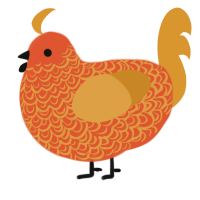 (unnamed), a vermilion and orange chicken with a double-lace pattern