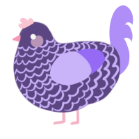 Grape, a overcast and lilac chicken with a lace pattern