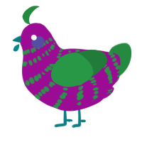 Grape Juice, a plum and viridian chicken with a bar pattern