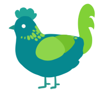 (unnamed), a teal and grass chicken with a neck-speckle pattern