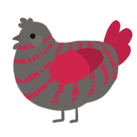 (unnamed), a grey and crimson chicken with a bar pattern