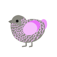 Damsel, a ash and lavender chicken with a lace pattern