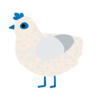 Ferris, a cream and mist chicken with a speckle pattern