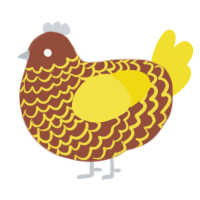 popcorn chicken, a russet and yellow chicken with a lace pattern