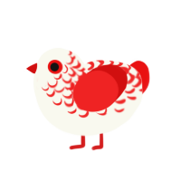 Mars, a white and red chicken with a half-lace pattern