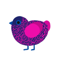 Neon, a navy and fuchsia chicken with a double-lace pattern