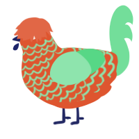 Talon, a vermilion and spring chicken with a lace pattern