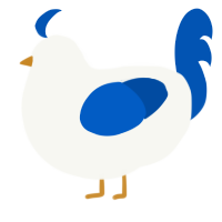 jonas, a white and navy chicken with a lace pattern