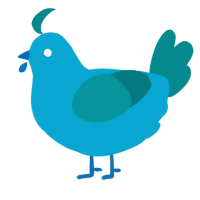 Kelp, a cerulean and teal chicken