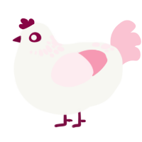 Sakura, a white and rose chicken with a neck-speckle pattern