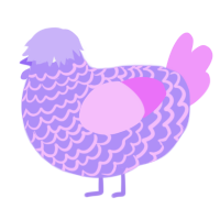A lilac and lavender chicken with a lace pattern
