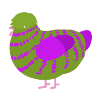 (unnamed), a chartreuse and amethyst chicken with a bar pattern