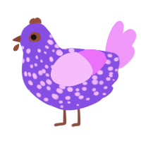 (unnamed), a blurple and lavender chicken with a speckle pattern