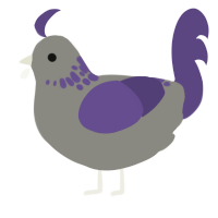 Fancier Pigeon, a ash and overcast chicken with a neck-speckle pattern