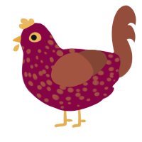 diseased kidney, a maroon and russet chicken with a speckle pattern