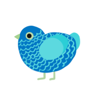 Bay, a sapphire and aqua chicken with a lace pattern