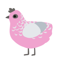 A Pink Cockatoo, a pink and mist chicken with a half-lace pattern