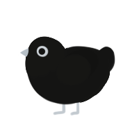 微妙, a black chicken with a head pattern