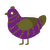 A violet and olive chicken with a bar pattern