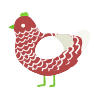 patilla jr, a red and white chicken with a lace pattern