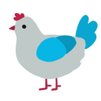 Rocket Sr, a silver and cerulean chicken