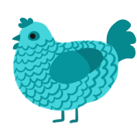 Seashine, a aqua and teal chicken with a lace pattern