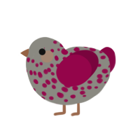 Soria, a ash and maroon chicken with a speckle pattern