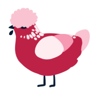 (unnamed), a crimson and rose chicken with a neck-speckle pattern