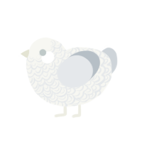 Sorrow, a white and mist chicken with a double-lace pattern