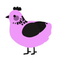 Burnt Strawby Cream, a lavender and sable chicken with a neck-speckle pattern