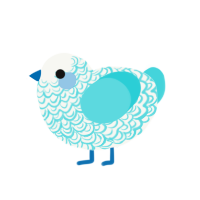 Aspera, a white and teal chicken with a double-lace pattern