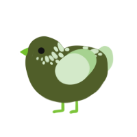 Moldavite, a olive and gluppy chicken with a neck-speckle pattern