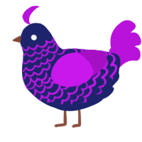 Neon Lights, a navy and amethyst chicken with a lace pattern